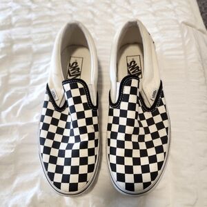 Vans platform checkerboard slip ons size 10 ladies